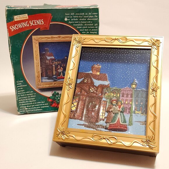 VINTAGE Mr. Christmas Snowing Scenes Magical Photo Frame Musical Moving Snow - Picture 2 of 11